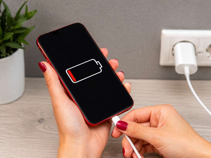 iPhone charging while battery down
